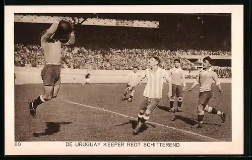 AK Amsterdam, Olympia 1928, Fussballmatch Urugay-Argentinien, Torwart