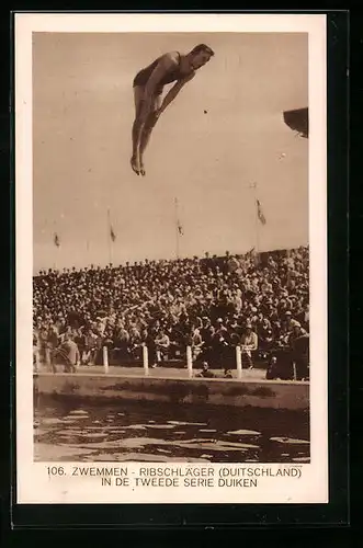AK Amsterdam, Olympische Spiele 1928, Turmspringer Ribschläger