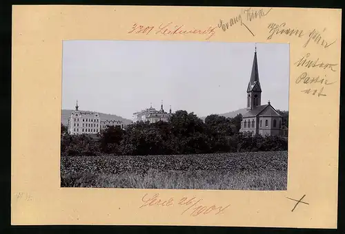 Fotografie Brück & Sohn Meissen, Ansicht Leitmeritz, Kirche vom nahen Feld gesehen