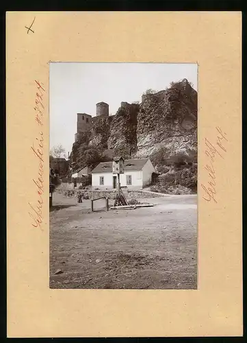 Fotografie Brück & Sohn Meissen, Ansicht Schreckenstein bei Aussig, Vogelhaus vor der Burg