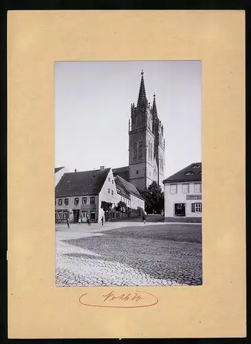 Fotografie Brück & Sohn Meissen, Ansicht Oschatz, Geschäftshaus Sattlerrei von Otto Finsterbusch am Altmarkt