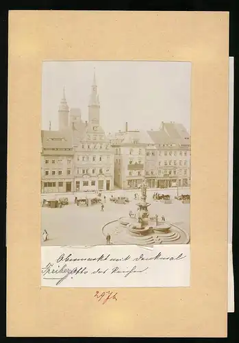 Fotografie Brück & Sohn Meissen, Ansicht Freiberg i. Sa., Blick auf den Obermarkt mit Denkmal Otto des Reichen