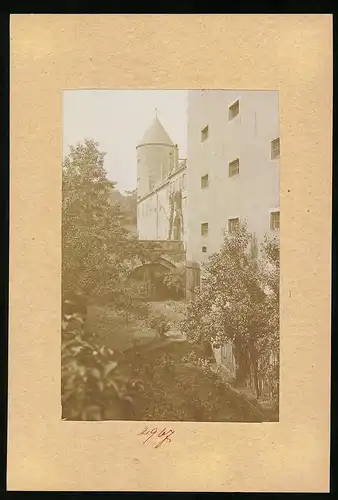 Fotografie Brück & Sohn Meissen, Ansicht Freiberg i. Sa., Partie am Schlossgraben, Schloss Freudenstein