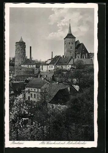 AK Bautzen, Alte Wasserkunst mit Michaeliskirche