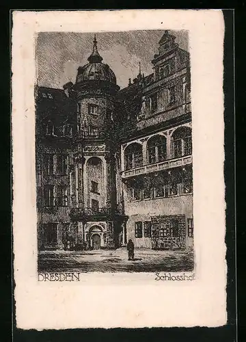 Künstler-AK Dresden, Schlosshof