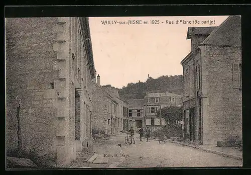 AK Vailly-sur-Aisne, Rue d`Aisne, Strassenpartie