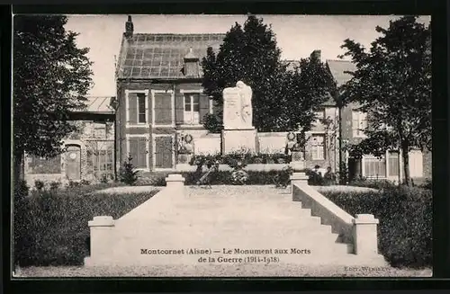 AK Montcornet, Le Monument aux Morts de la Guerre 1914-18