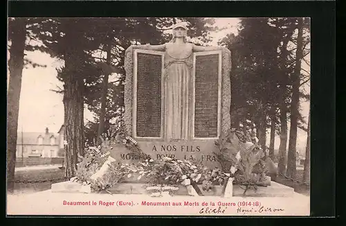 AK Beaumont-le-Roger, Monument aux Morts de la Guerre (1914-18)
