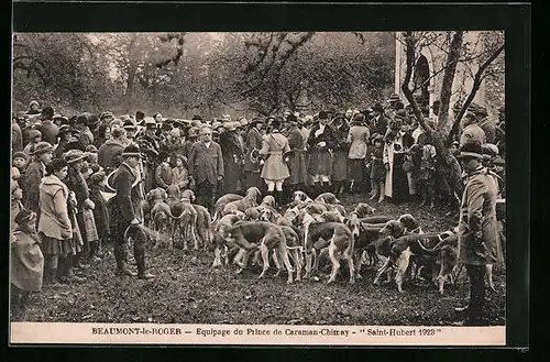 AK Beaumont-le-Roger, Equipage du Prince de Caraman-Chimay - Saint Hubert 1923