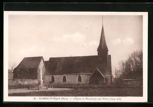 AK Illiers-L`Éveque, L`Eglise et Monument aux Morts (1914-1918)