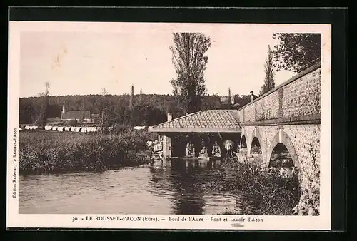 AK Le Rousset-d`Acon, Bord de l`Avre - Pont et Lavoir d`Acon