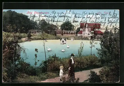 AK Bad Oeynhausen, Am Siel und Frau mit Kind