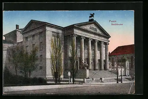 AK Posen, Theaterplatz mit Stadttheater