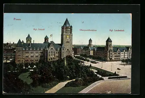 AK Posen, Kgl. Schloss, Oberpostdirektion und Kgl. Landschaft