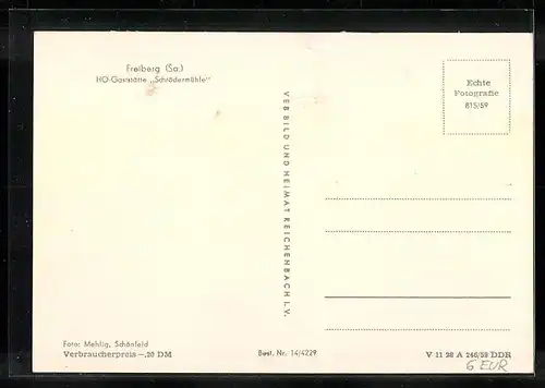 AK Freiberg i. Sa., HO-Gaststätte Schrödermühle, Innenansicht