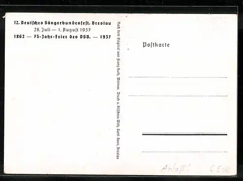 Künstler-AK Breslau, Blick zur Jahrhunderthalle