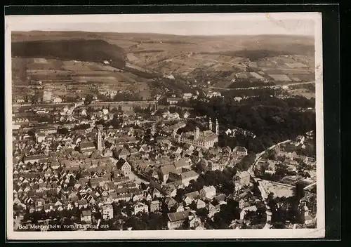 AK Bad Mergentheim, Fliegeraufnahme der Ortschaft