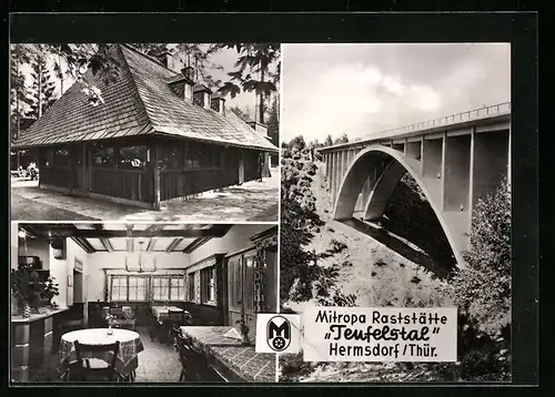 AK Hermsdorf /Thür., Mitropa Raststätte, Autobahnbrücke