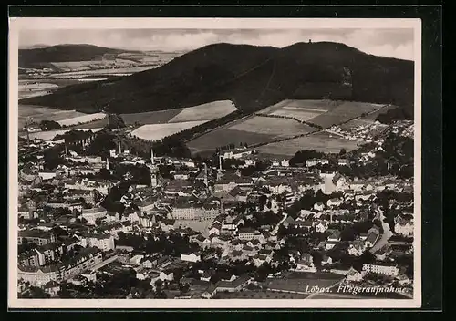 AK Löbau, Fliegeraufnahme mit Umgebung