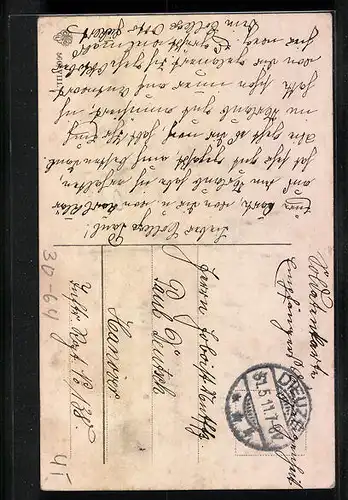 Künstler-AK Soldat möchte sich mit schmollender Geliebter versöhnen