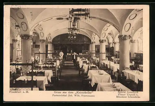 AK Frankfurt a. M., Kaiserkeller, Parterrelokal, Inh. Frantzmann, Innenansicht