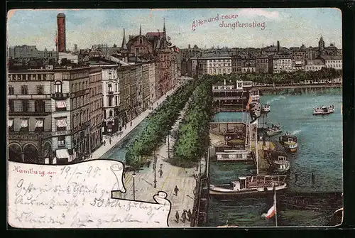 Lithographie Hamburg-Neustadt, Alter und neuer Jungfernstieg