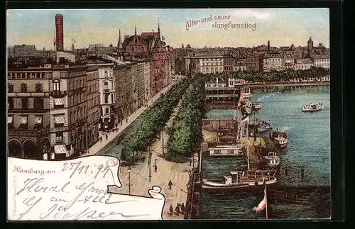 Lithographie Hamburg-Neustadt, Alter und neuer Jungfernstieg