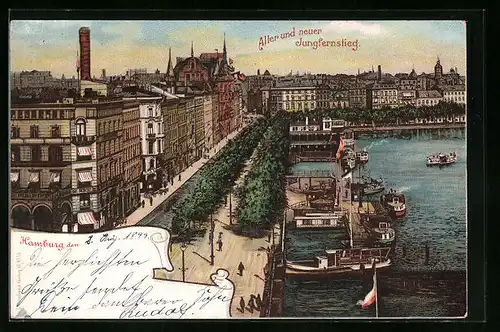 Lithographie Hamburg-Neustadt, Alter und neuer Jungfernstieg