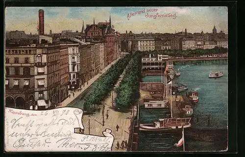 Lithographie Hamburg-Neustadt, Alter und neuer Jungfernstieg