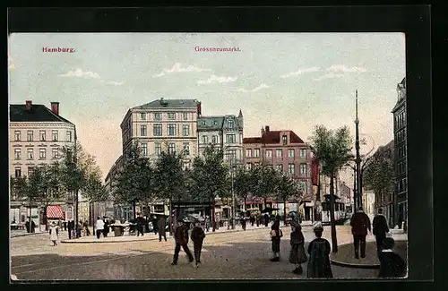 AK Hamburg, Grossneumarkt mit Passanten