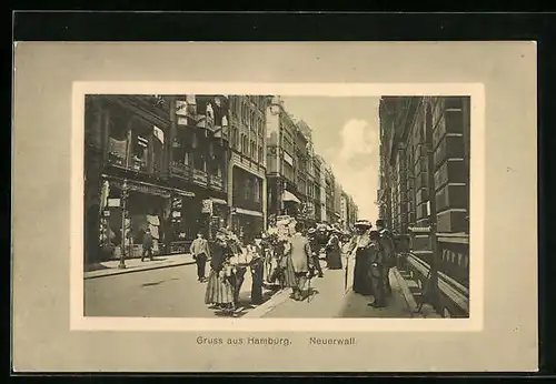 AK Hamburg-Neustadt, Neuerwall mit Verkäuferin mit Bauchladen