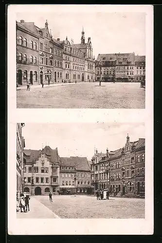 AK Kahla S.-A., Strassenpartie am Markt mit Rathaus und Amtsgericht