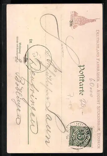 Lithographie Frankfurt a. M., Strassenpartie in der Saalgasse