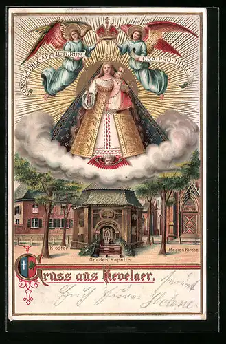 Präge-Lithographie Kevelaer, Kloster mit Gnadenkapelle