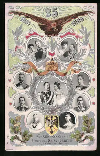 Präge-AK Zur Silberhochzeit des Kaiserpaares am 27.02.1906