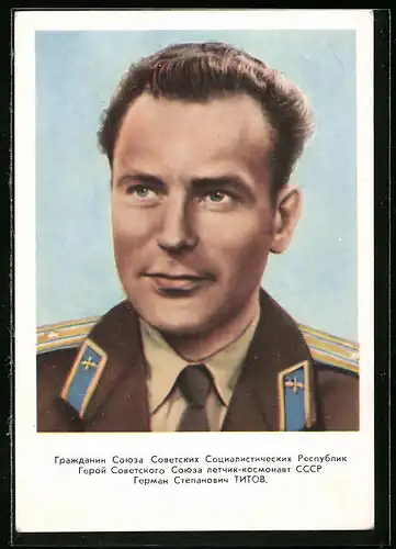 AK Portrait des Raumfahrers Titow in Uniform