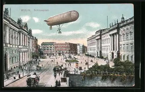AK Berlin, Zeppelin über dem Schlossplatz