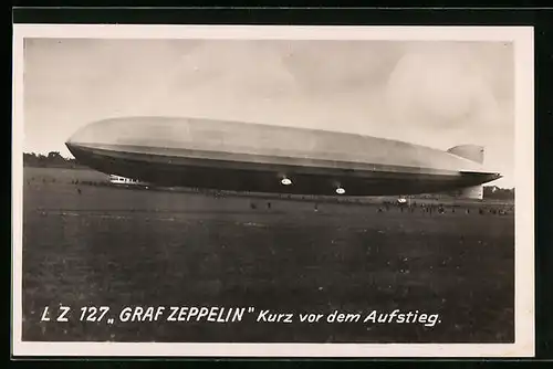AK LZ 127 Graf Zeppelin kurz vor dem Aufstieg