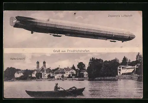 AK Friedrichshafen a. B., Zeppelins Luftschiff, Hafenansicht