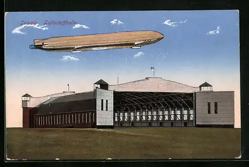 AK Leipzig, Zeppelin Sachsen über der Luftschiffhalle