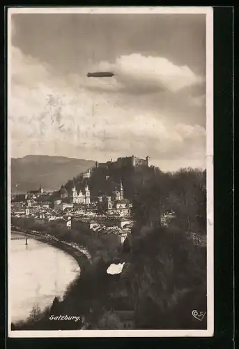 AK Salzburg, Zeppelin über der Stadt