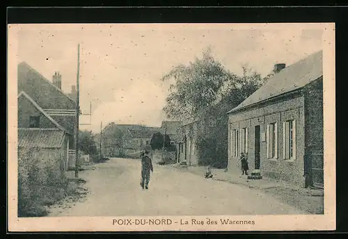 AK Poix-du-Nord, La Rue des Warennes