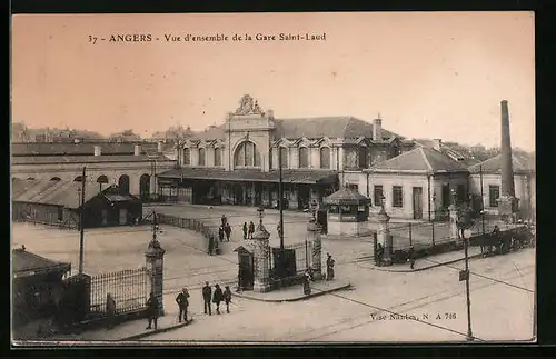 AK Angers, Vue d`ensemble de la Gare Saint-Laud