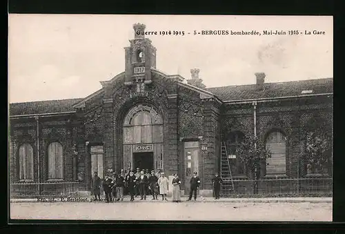 AK Bergues, Guerre 1914, 1915, La Gare