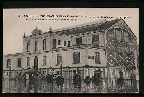 AK Angers, Inondations de Décembre 1910, L`Usine Electrique