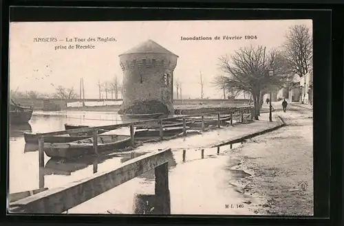 AK Angers, La Tour des Anglais, Inondations de Février 1904