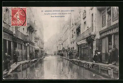 AK Angers, Inondations Rue Beaurepaire