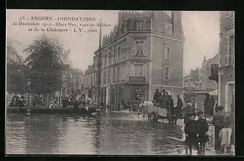 AK Angers, Inondations de Décembre 1910, Place Ney