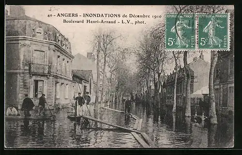 AK Angers, Inondations de Décembre 1910, Boulevard Henri-Arnaud