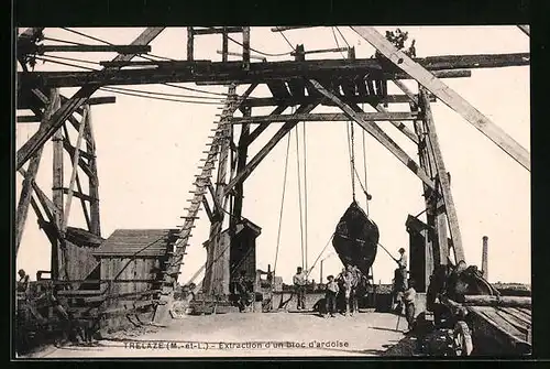 AK Trélazé, Extraction d`un bloc d`ardoise